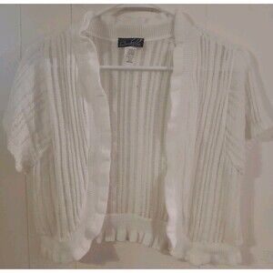 Y2K Crochet Shrug White Short Sleeve M  Questions by Say What Coquette Cottage